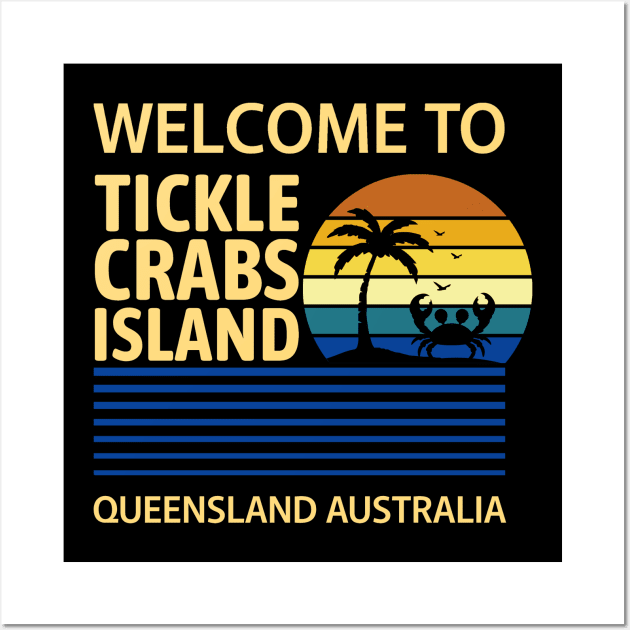 Tickle Crabs Island - Queensland australia retro sunset Wall Art by Mas To